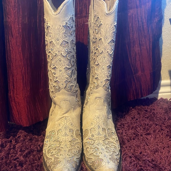 White western corral boots with glitter inlay, women’s size 6 - Picture 2 of 5